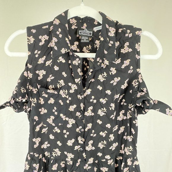 Angie Black Pink Floral Cold-shoulder Short Dress Size S - Picture 2 of 7